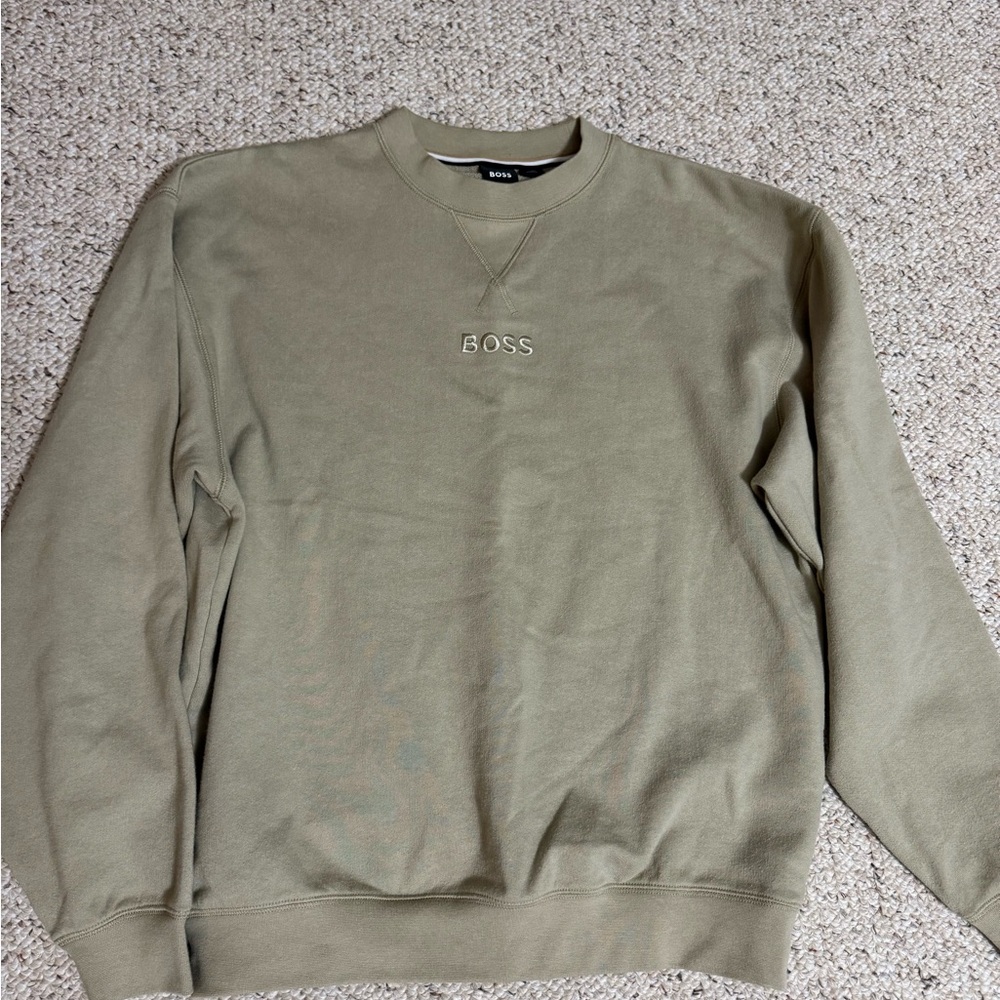 BOSS Men's Olive Green Sweater